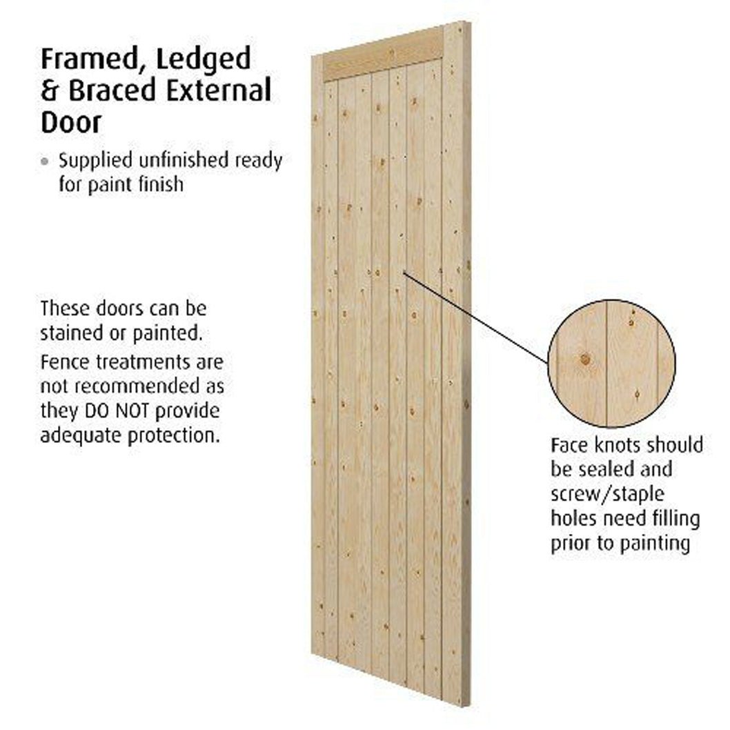 JB Kind Framed, Ledged & Braced Boarded External Door - JJ Building Materials