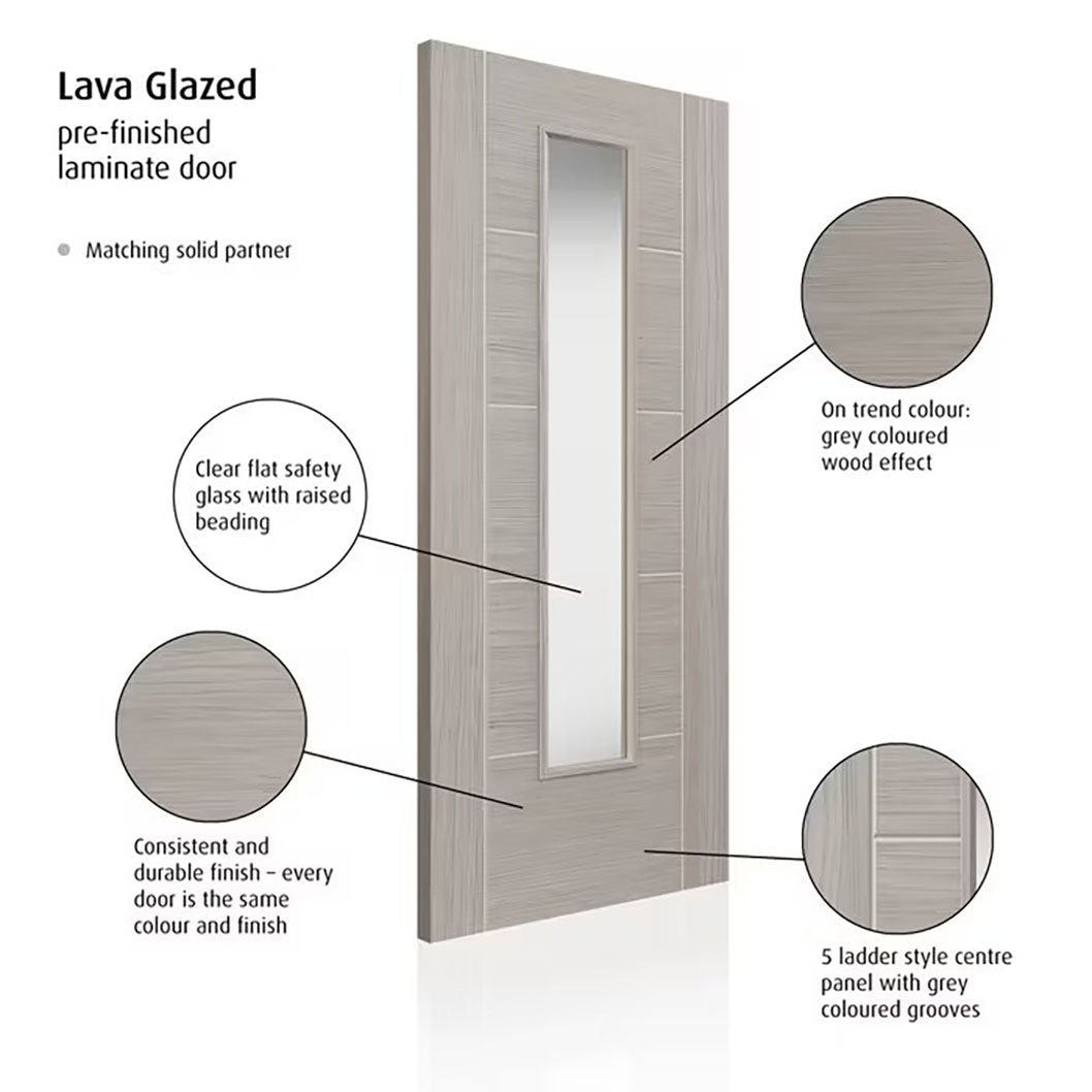 JB Kind Lava Fully Finished Laminate Glazed Internal Door - JJ Building Materials