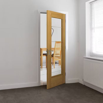 JB Kind Medina Fully Finished Oak Glazed Internal Door - JJ Building Materials