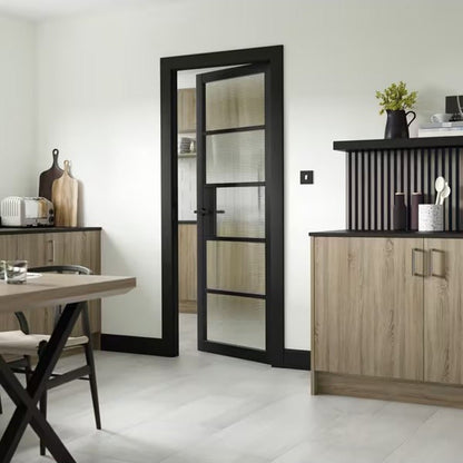 JB Kind Metro Black Reeded Glass Internal Door - JJ Building Materials