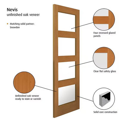 JB Kind Nevis Oak Glazed Internal Door - JJ Building Materials
