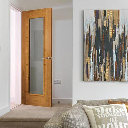 JB Kind Palomino Oak Clear Glazed Internal Door - JJ Building Materials