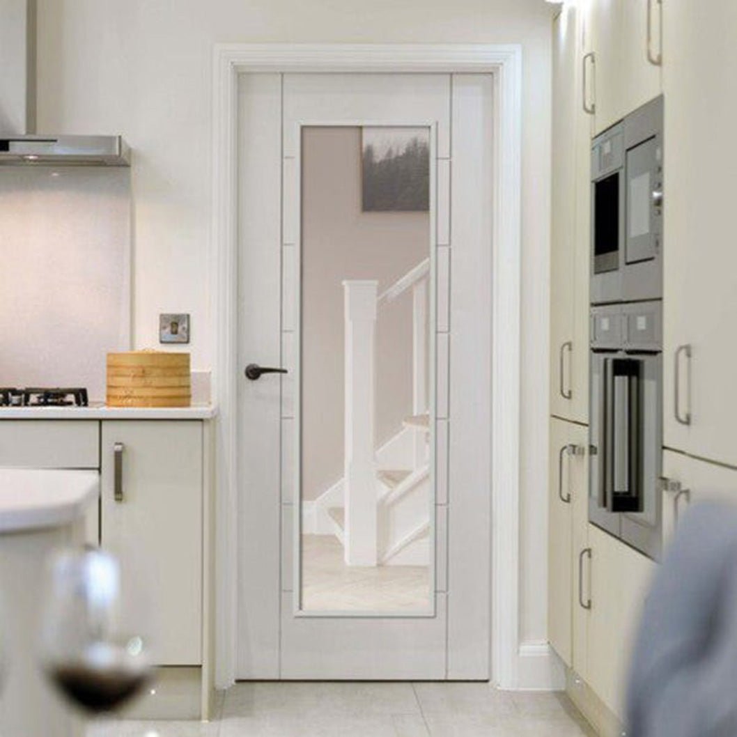JB Kind Palomino Whte Clear Glazed Internal Door - Primed - JJ Building Materials