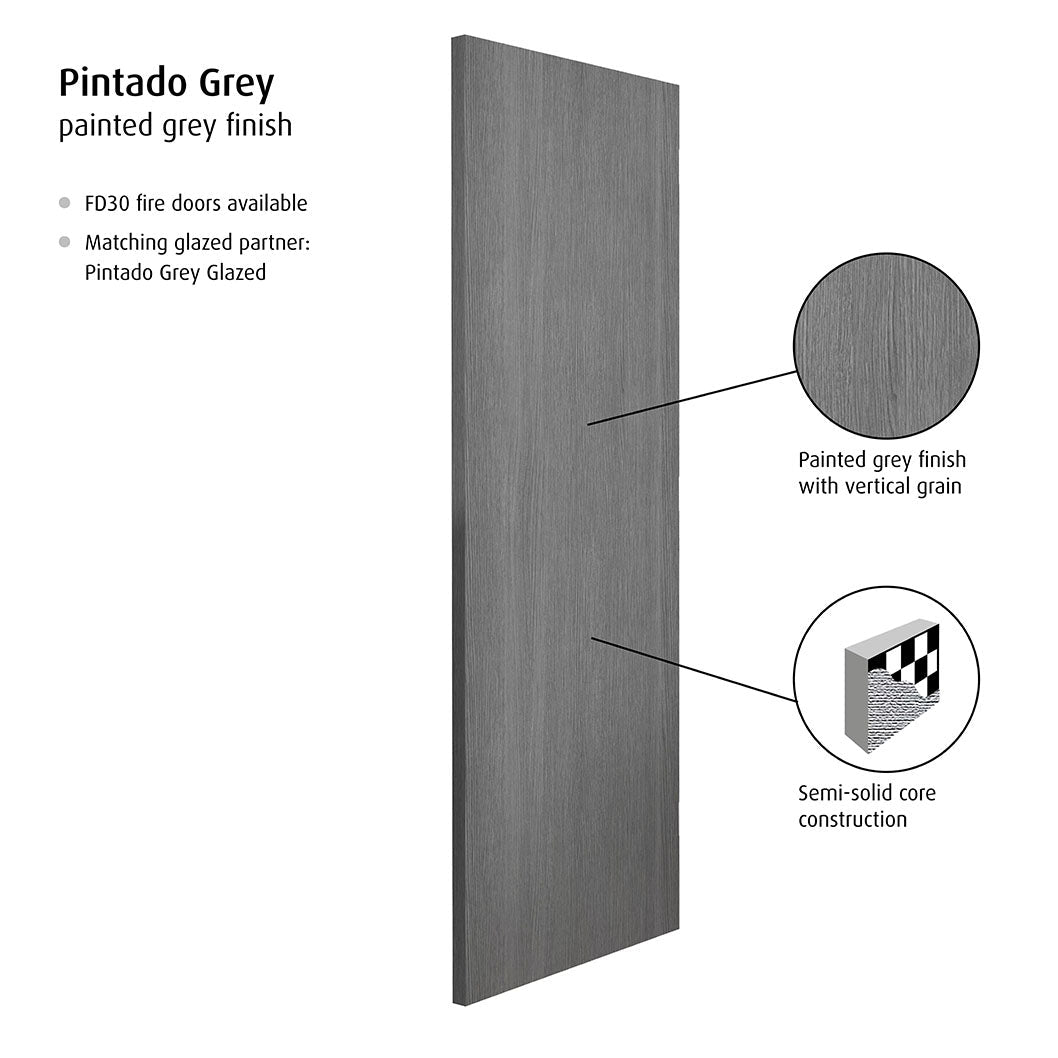 JB Kind Pintado Fully Finished Grey Painted Internal Door - JJ Building Materials