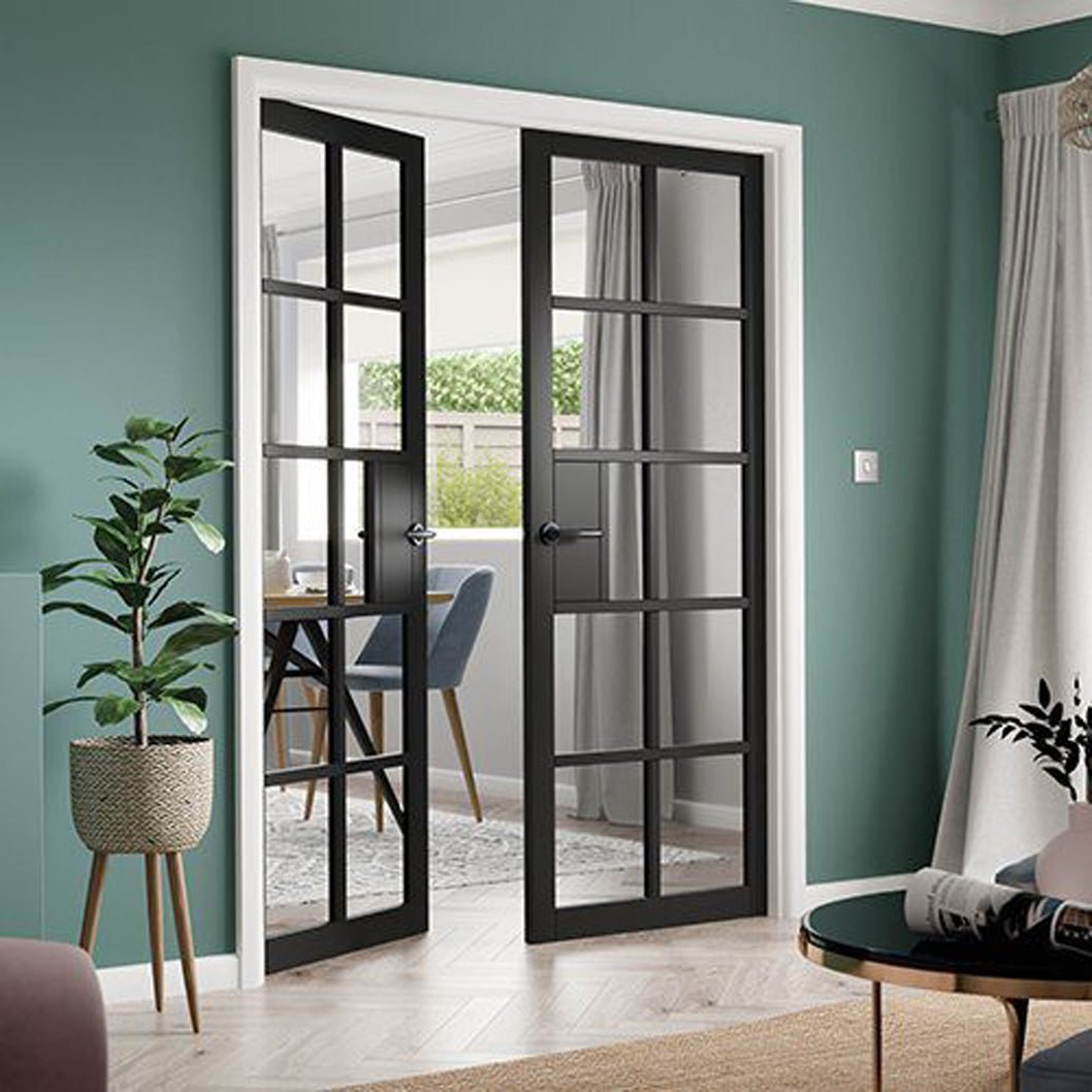 JB Kind Plaza Black Clear Glass Internal Door - JJ Building Materials