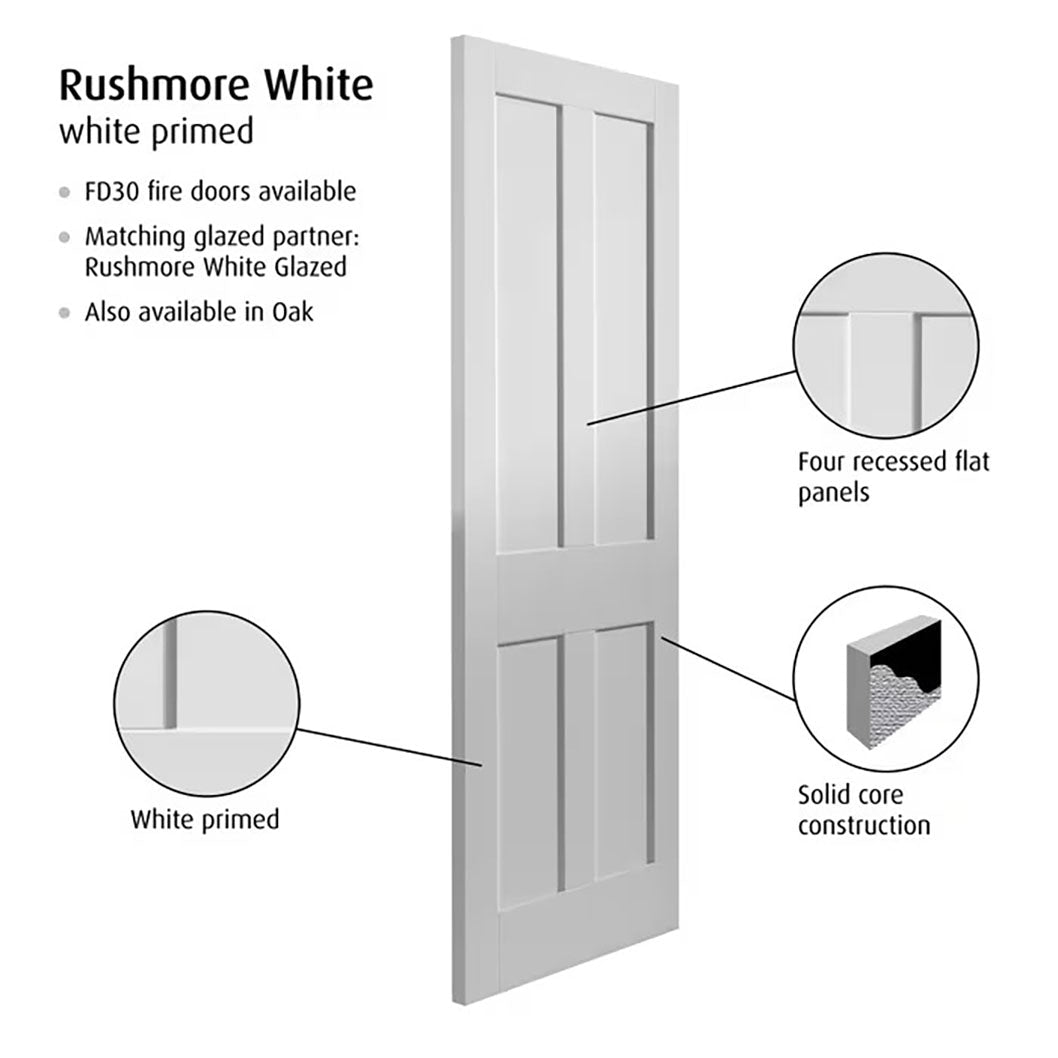 JB Kind Rushmore White Primed Fire Door - JJ Building Materials
