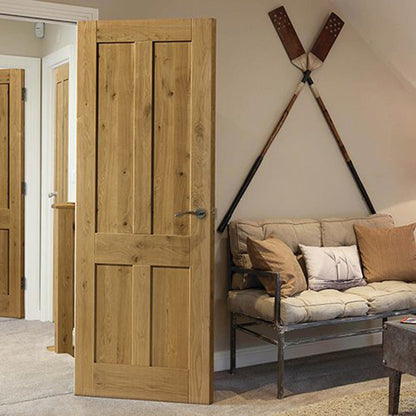 JB Kind Rustic Oak 4 Panel Fully Finished Internal Door - JJ Building Materials