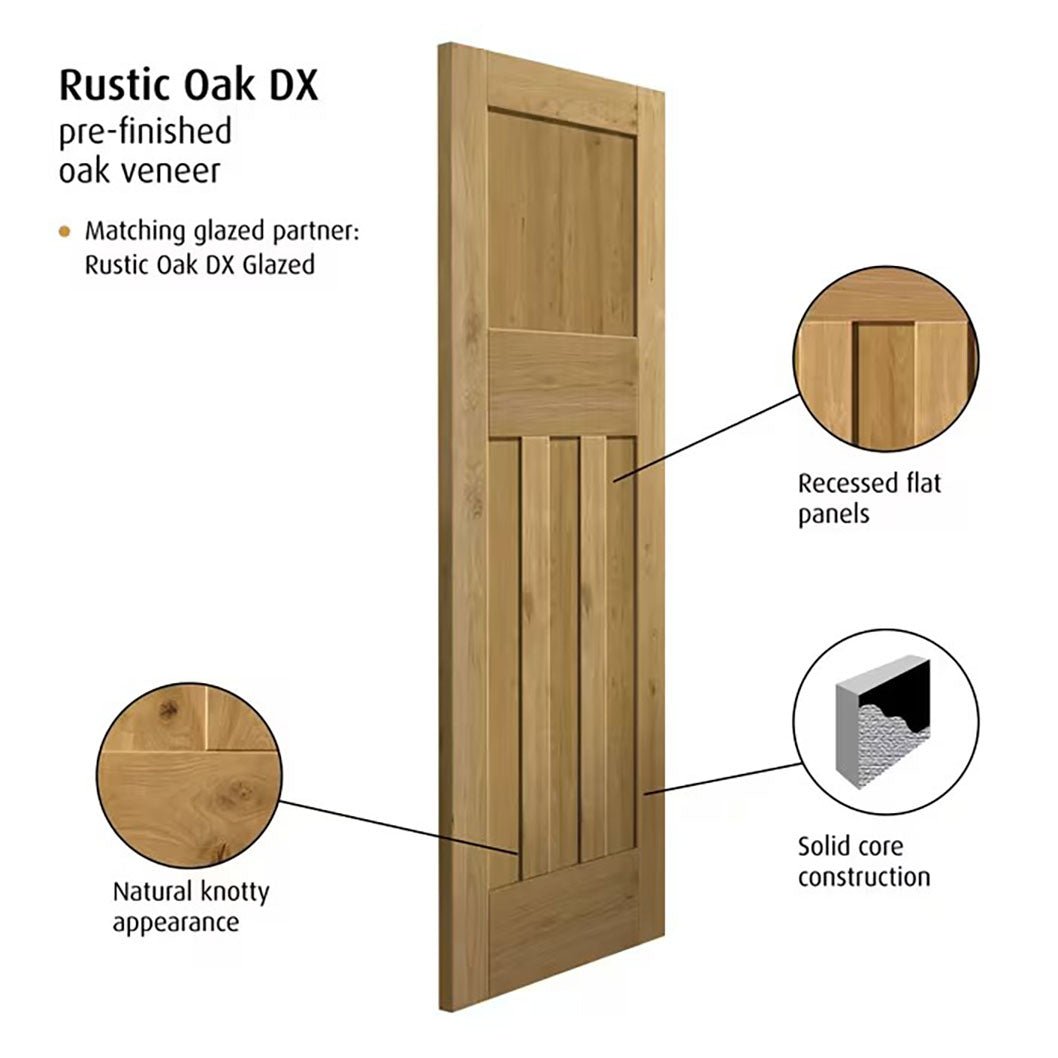 JB Kind Rustic Oak DX Fully Finished Internal Door - JJ Building Materials
