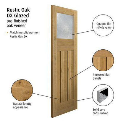 JB Kind Rustic Oak DX Glazed Internal Door - JJ Building Materials