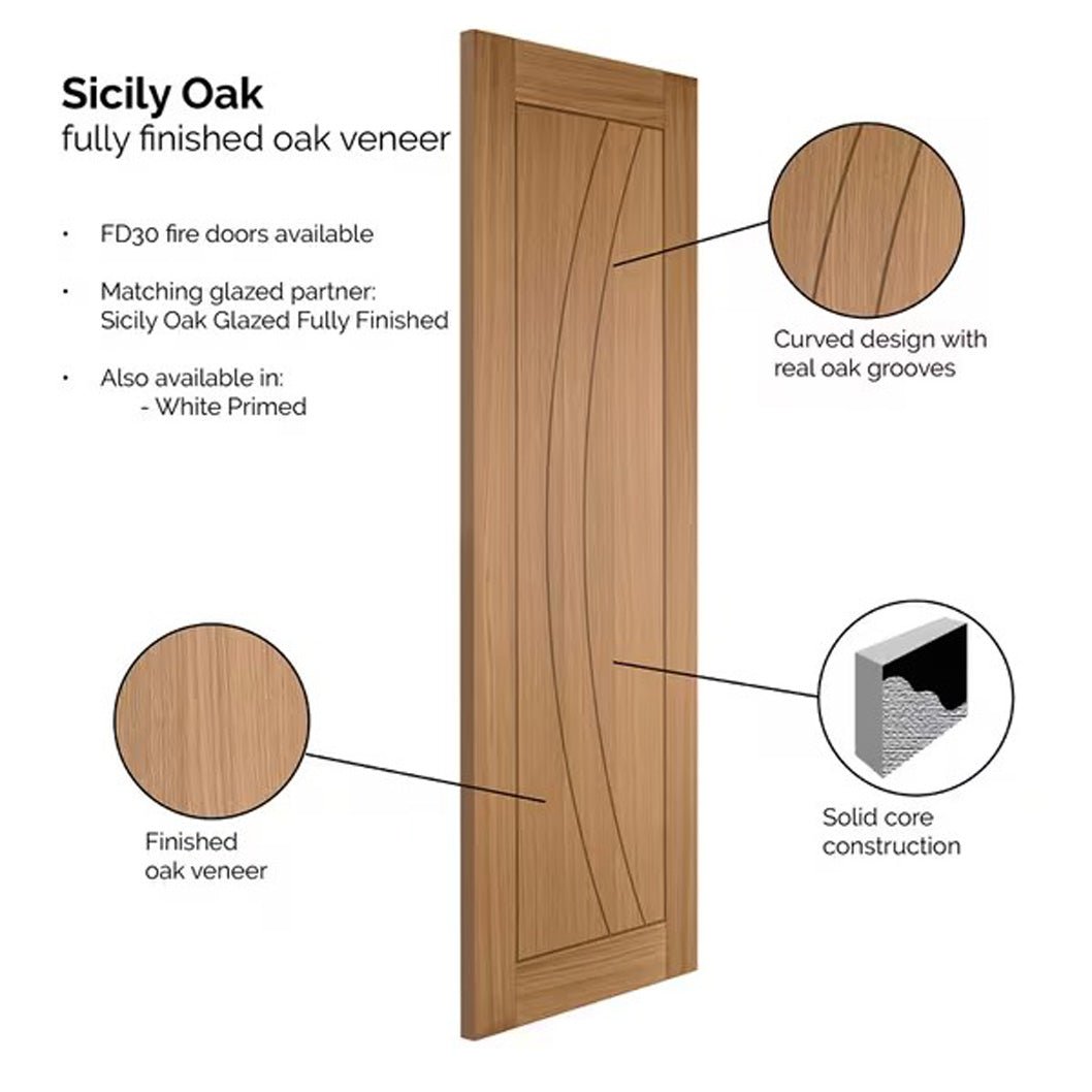 JB Kind Sicily Oak Fully Finished Internal Fire Door - JJ Building Materials