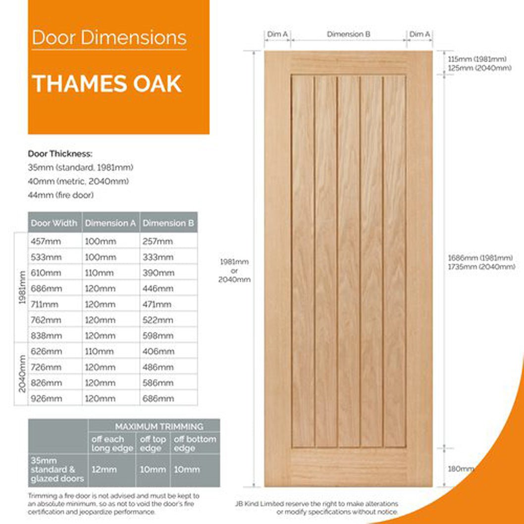 JB Kind Thames Original Oak Internal Door - Unfinished - JJ Building Materials