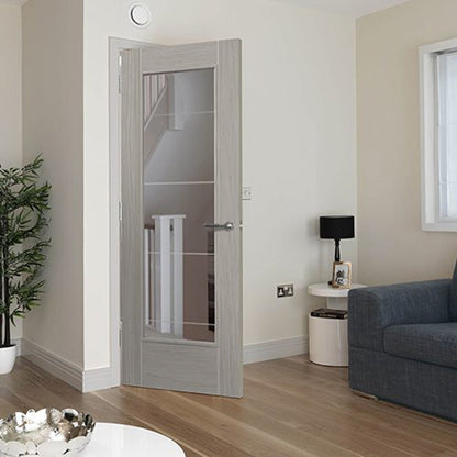JB Kind Tigris Light Grey Full Glazed Internal Door - JJ Building Materials