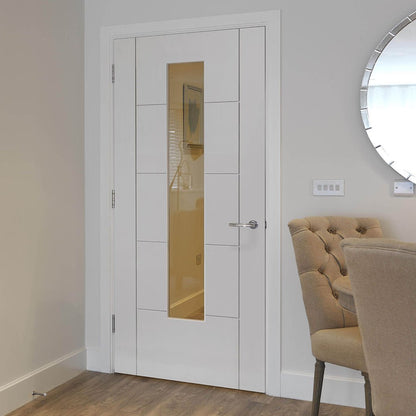 JB Kind Tigris White Primed Slim Glazed Internal Door - JJ Building Materials