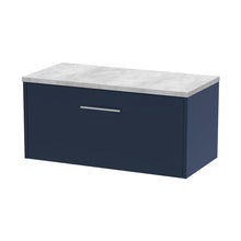 Hudson Reed Juno 800mm Wall Hung Single Drawer Vanity & Laminate Worktop Contemp Midnight Blue MFC Painted Matt 381x805x390mm - JNU2925LBG