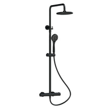 Nui Round Thermostatic Bar Valve & Shower Kit Contemporary Matt Black Brass ABS 1245x267x429mm