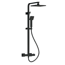 Nui Square Thermostatic Bar Valve & Shower Kit Contemporary Matt Black Brass ABS 1200x200x465mm