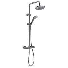 Nui Round Thermostatic Bar Valve & Shower Kit Contemporary Brushed Pewter Brass ABS 1245x267x429mm