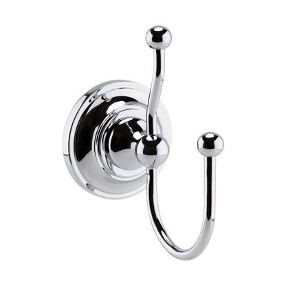 Hudson Reed Bath Wastes And Extras Double Robe Hook Trad Chrome Brass 113x54x100mm