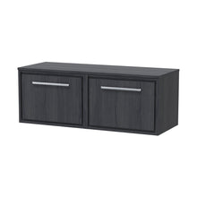 Hudson Reed Lille 1200mm Wall Hung Single Drawer Vanity With Worktop Contemp Graphite Grey Woodgrain MFC Textured Woodgrain 449x605x460mm