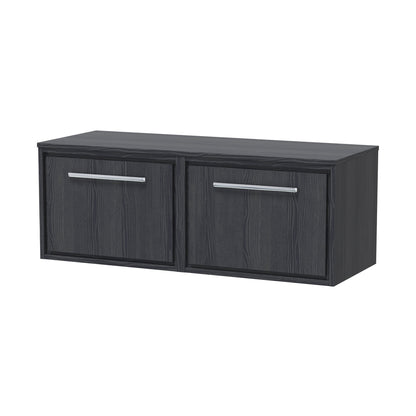Hudson Reed Lille 1200mm Wall Hung Single Drawer Vanity With Worktop Contemp Graphite Grey Woodgrain MFC Textured Woodgrain 449x605x460mm