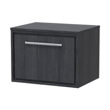 Hudson Reed Lille 600mm Wall Hung Single Drawer Vanity With Worktop Contemp Graphite Grey Woodgrain MFC Textured Woodgrain 449x605x460mm