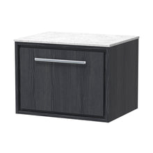 Hudson Reed Lille 600mm Wall Hung Single Drawer Vanity With Marble Worktop Contemp Graphite Grey Woodgrain MFC Textured Woodgrain,natural Marble 449x610x460mm - LIL2222WMT