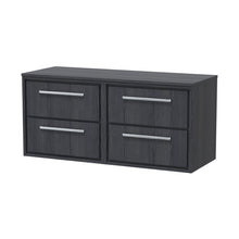 Hudson Reed Lille 1200mm Wall Hung 4-drawer Vanity With Worktop Contemp Graphite Grey Woodgrain MFC Textured Woodgrain 557x1205x460mm