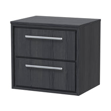 Hudson Reed Lille 600mm Wall Hung 2-drawer Vanity With Worktop Contemp Graphite Grey Woodgrain MFC Textured Woodgrain 557x605x460mm