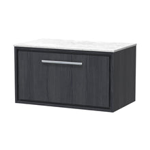 Hudson Reed Lille 800mm Wall Hung Single Drawer Vanity With Marble Worktop Contemp Graphite Grey Woodgrain MFC Textured Woodgrain,natural Marble 449x810x460mm - LIL2225WMT
