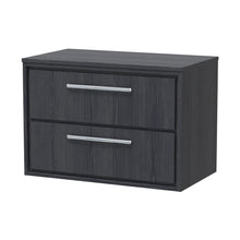Hudson Reed Lille 800mm Wall Hung 2-drawer Vanity With Worktop Contemp Graphite Grey Woodgrain MFC Textured Woodgrain 539x805x460mm