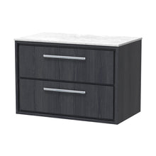 Hudson Reed Lille 800mm Wall Hung 2-drawer Vanity With Marble Worktop Contemp Graphite Grey Woodgrain MFC Textured Woodgrain,natural Marble 539x810x460mm - LIL2226WMT