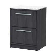 Hudson Reed Lille 600mm Floor Standing 2-drawer Vanity With Marble Worktop Contemp Graphite Grey Woodgrain MFC Textured Woodgrain,natural Marble 818x610x460mm - LIL2233WMT