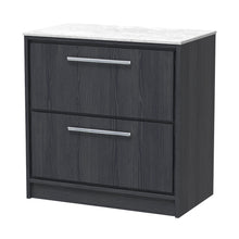 Hudson Reed Lille 800mm Floor Standing 2-drawer Vanity With Marble Worktop Contemp Graphite Grey Woodgrain MFC Textured Woodgrain,natural Marble 818x810x460mm - LIL2235WMT