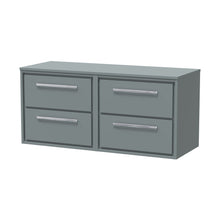 Hudson Reed Lille 1200mm Wall Hung 4-drawer Vanity With Worktop Contemp Coastal Grey MFC Smooth Matt 557x1205x460mm