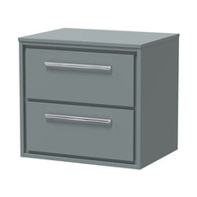 Hudson Reed Lille 600mm Wall Hung 2-drawer Vanity With Worktop Contemp Coastal Grey MFC Smooth Matt 557x605x460mm