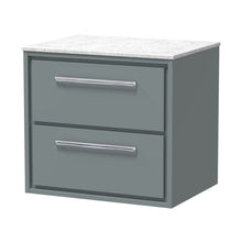 Hudson Reed Lille 600mm Wall Hung 2-drawer Vanity With Marble Worktop Contemp Coastal Grey MFC Smooth Matt,natural Marble 557x610x460mm - LIL2324WMT