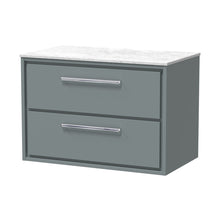 Hudson Reed Lille 800mm Wall Hung 2-drawer Vanity With Marble Worktop Contemp Coastal Grey MFC Smooth Matt,natural Marble 539x810x460mm - LIL2326WMT