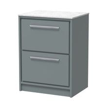 Hudson Reed Lille 600mm Floor Standing 2-drawer Vanity With Marble Worktop Contemp Coastal Grey MFC Smooth Matt,natural Marble 818x610x460mm - LIL2333WMT