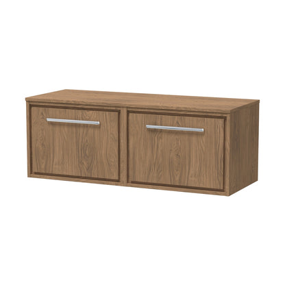 Hudson Reed Lille 1200mm Wall Hung Single Drawer Vanity With Worktop Contemp Antique Oak MFC Textured Woodgrain 449x605x460mm