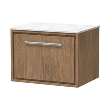 Hudson Reed Lille 600mm Wall Hung Single Drawer Vanity With Marble Worktop Contemp Antique Oak MFC Textured Woodgrain,natural Marble 449x610x460mm - LIL2722WMT