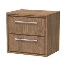 Hudson Reed Lille 600mm Wall Hung 2-drawer Vanity With Worktop Contemp Antique Oak MFC Textured Woodgrain 557x605x460mm