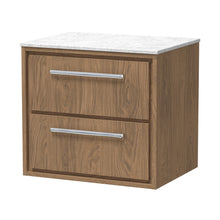 Hudson Reed Lille 600mm Wall Hung 2-drawer Vanity With Marble Worktop Contemp Antique Oak MFC Textured Woodgrain,natural Marble 557x610x460mm - LIL2724WMT