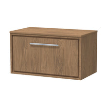 Hudson Reed Lille 800mm Wall Hung Single Drawer Vanity With Worktop Contemp Antique Oak MFC Textured Woodgrain 449x805x460mm