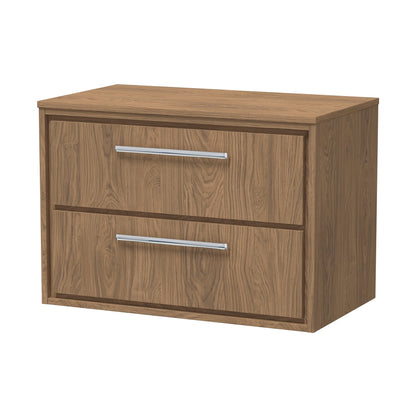 Hudson Reed Lille 800mm Wall Hung 2-drawer Vanity With Worktop Contemp Antique Oak MFC Textured Woodgrain 539x805x460mm