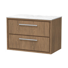 Hudson Reed Lille 800mm Wall Hung 2-drawer Vanity With Marble Worktop Contemp Antique Oak MFC Textured Woodgrain,natural Marble 539x810x460mm - LIL2726WMT