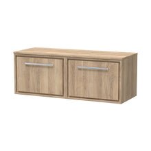 Hudson Reed Lille 1200mm Wall Hung Single Drawer Vanity With Worktop Contemp Bleached Oak MFC Textured Woodgrain 449x605x460mm