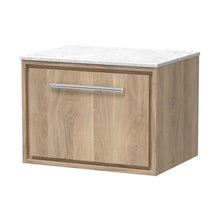 Hudson Reed Lille 600mm Wall Hung Single Drawer Vanity With Marble Worktop Contemp Bleached Oak MFC Textured Woodgrain,natural Marble 449x610x460mm - LIL3022WMT