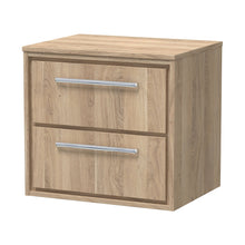 Hudson Reed Lille 600mm Wall Hung 2-drawer Vanity With Worktop Contemp Bleached Oak MFC Textured Woodgrain 557x605x460mm
