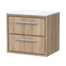Hudson Reed Lille 600mm Wall Hung 2-drawer Vanity With Marble Worktop Contemp Bleached Oak MFC Textured Woodgrain,natural Marble 557x610x460mm - LIL3024WMT