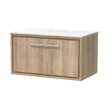 Hudson Reed Lille 800mm Wall Hung Single Drawer Vanity With Marble Worktop Contemp Bleached Oak MFC Textured Woodgrain,natural Marble 449x810x460mm - LIL3025WMT